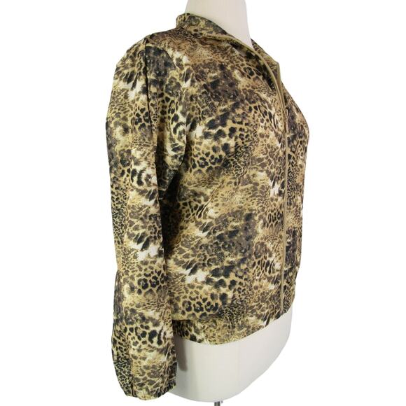 K.T. Golf Windbreaker Jacket Full Zip Front Animal Print Motif Sz Medium Pockets - Picture 9 of 11